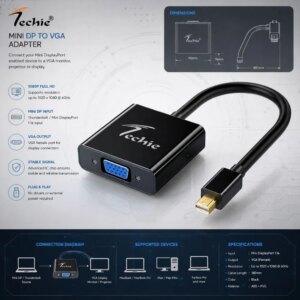 Mini DisplayPort to VGA Adapter Cable Converter