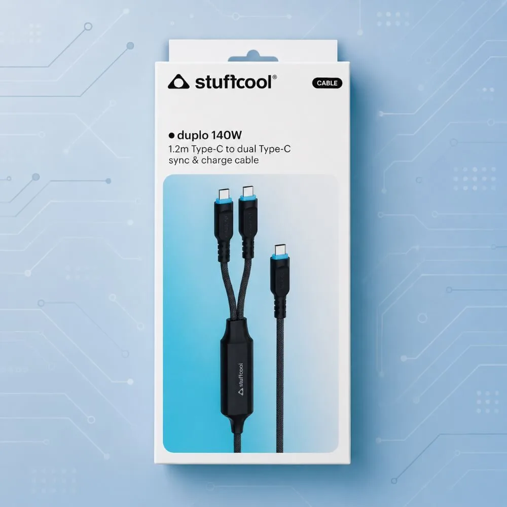 Stuffcool Duplo 2-in-1 140W Dual Type-C Cable 2 Stuffcool Duplo 2-in-1 140W Dual Type-C Cable - Image 2