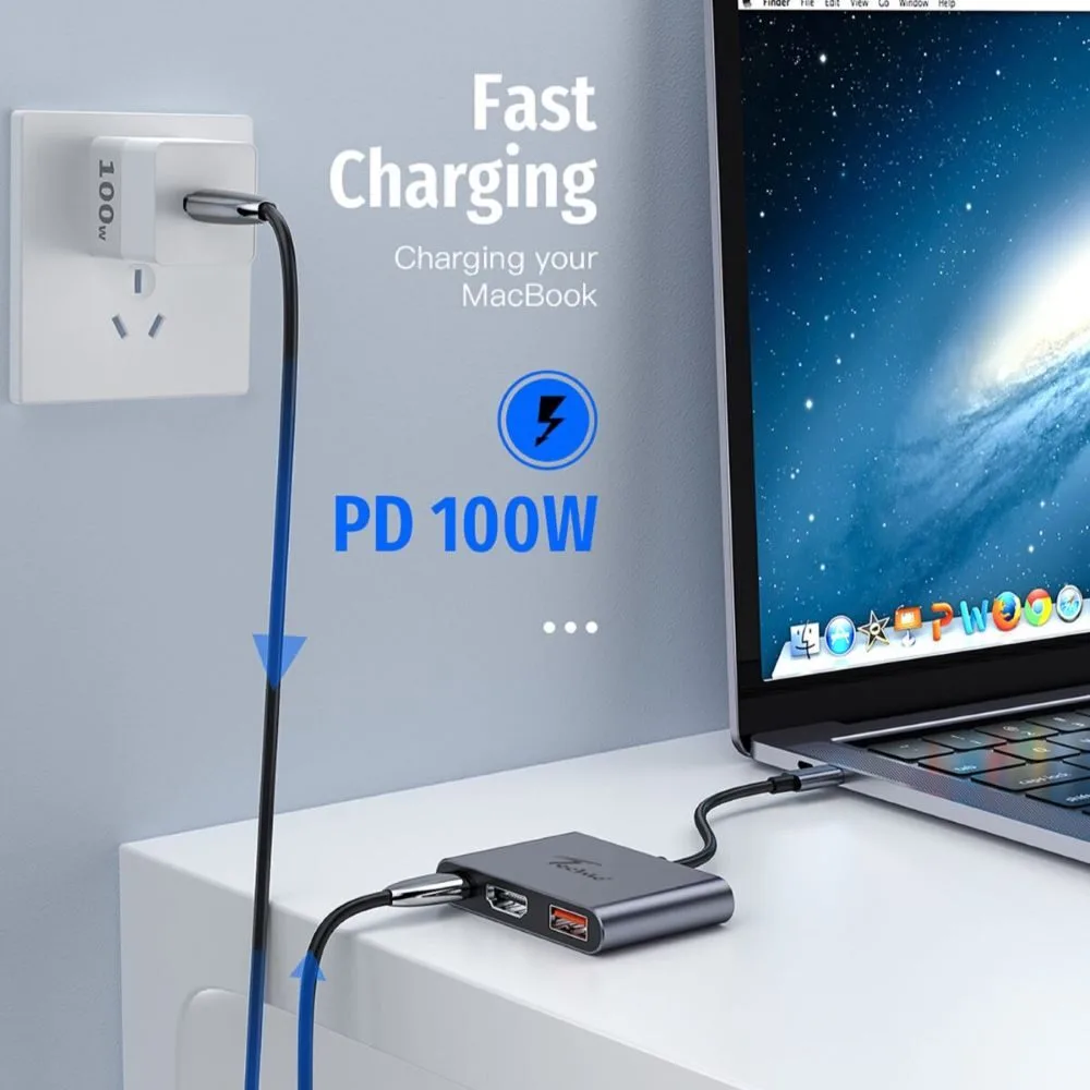 Techie TC Connect 3-in-1 Type-C Hub | 4K@60Hz HDMI, USB 3.2 10Gbps, 100W PD Charging 3 Techie TC Connect 3-in-1 Type-C Hub | 4K@60Hz HDMI, USB 3.2 10Gbps, 100W PD Charging - Image 3
