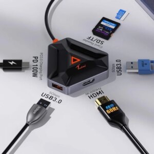 Type-C to 6-in-1 Hexagonal Multiport Hub