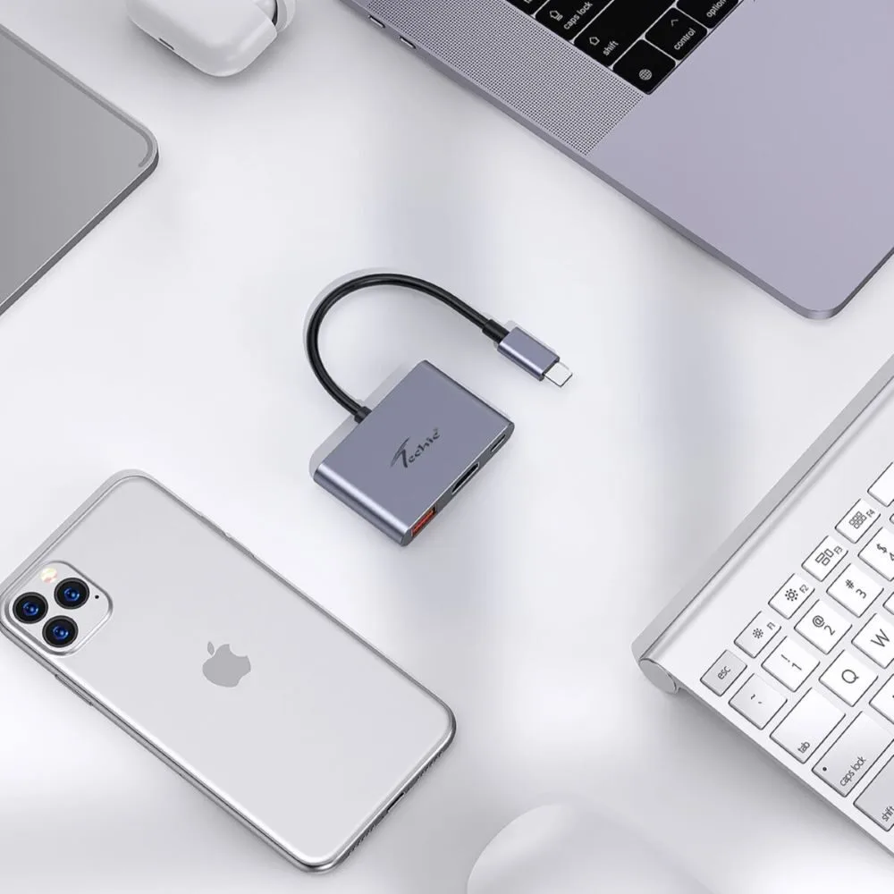 Techie TC Connect 3-in-1 Type-C Hub | 4K@60Hz HDMI, USB 3.2 10Gbps, 100W PD Charging 4 Techie TC Connect 3-in-1 Type-C Hub | 4K@60Hz HDMI, USB 3.2 10Gbps, 100W PD Charging - Image 4