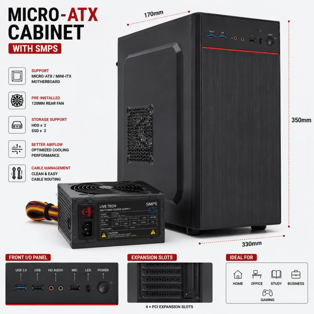 Micro ATX Cabinet with SMPS 1 Micro ATX Cabinet with SMPS