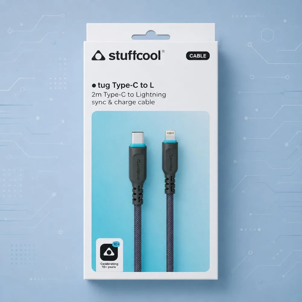 Stuffcool Tug Type-C to Lightning (L) 2M PET Braided Fast Charging Cable 2 Stuffcool Tug Type-C to Lightning (L) 2M PET Braided Fast Charging Cable - Image 2