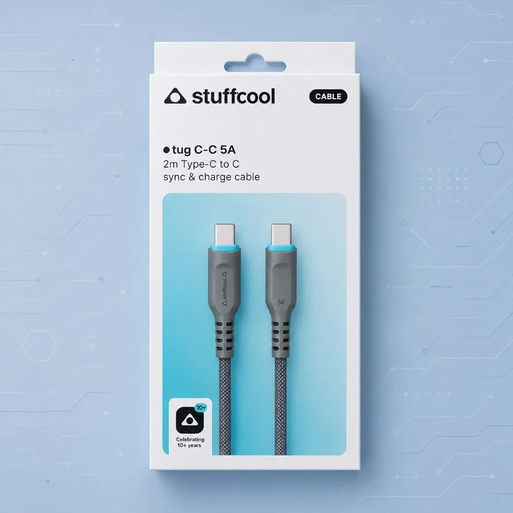 Stuffcool Tug Type-C to Type-C 100W 5A E-Marked PET Braided Fast Charging Cable 2 Stuffcool Tug Type-C to Type-C 100W 5A E-Marked PET Braided Fast Charging Cable - Image 2