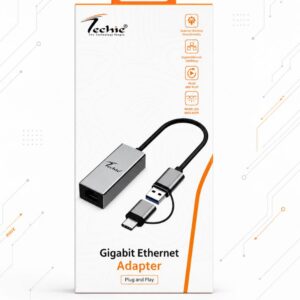 Techie Gigabit Ethernet Adapter USB Type-C to RJ45 LAN Converter