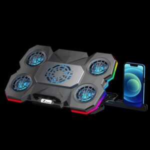 Techie ArcticFlow 5-Fan Laptop Cooling Pad with ChillPad and Touch RGB Controls.