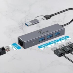 3-in-1 USB-C to Gigabit Ethernet Adapter with 3-Port USB 3.0 Hub