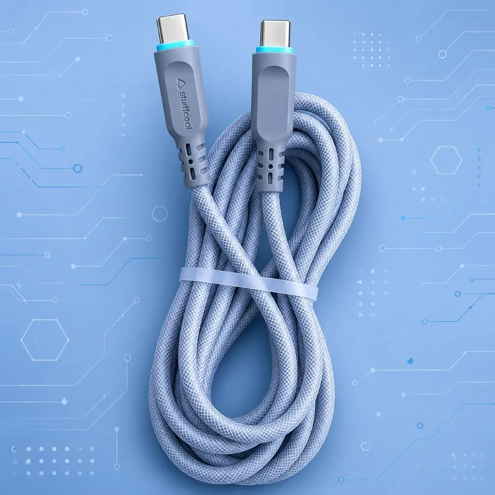 Stuffcool Tug Type-C to Type-C 100W 5A E-Marked PET Braided Fast Charging Cable 1 Stuffcool Tug Type-C to Type-C 100W 5A E-Marked PET Braided Fast Charging Cable