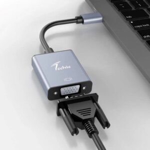 Techie USB-C to VGA Adapter | 1080P Full HD Video Converter for Laptops & Projectors