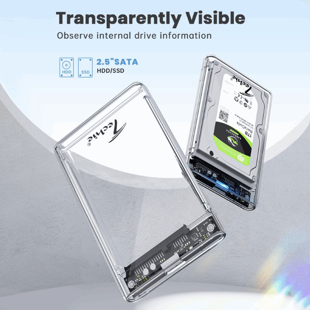 Techie USB 3.0 Transparent External Enclosure for 2.5'' SATA SSD/HDD 1 Techie USB 3.0 Transparent External Enclosure for 2.5'' SATA SSD/HDD