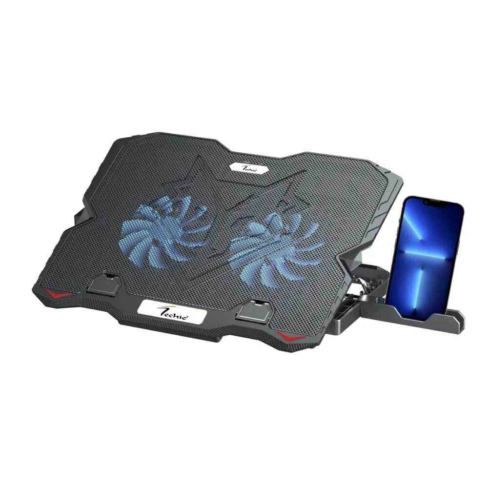 Techie 2 Fan Laptop Cooling Pad With Mobile Stand 1 Techie 2 Fan Laptop Cooling Pad With Mobile Stand