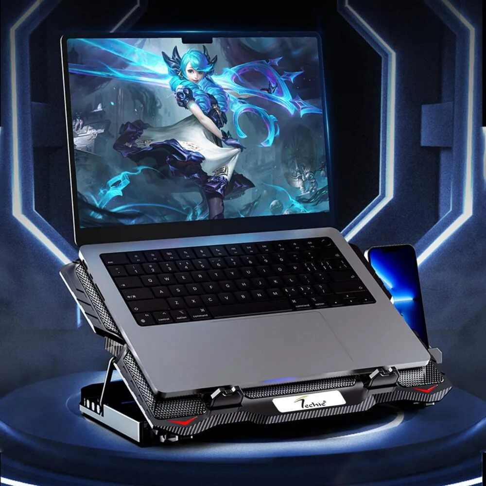 Techie 2 Fan Laptop Cooling Pad With Mobile Stand 4 Techie 2 Fan Laptop Cooling Pad With Mobile Stand - Image 4