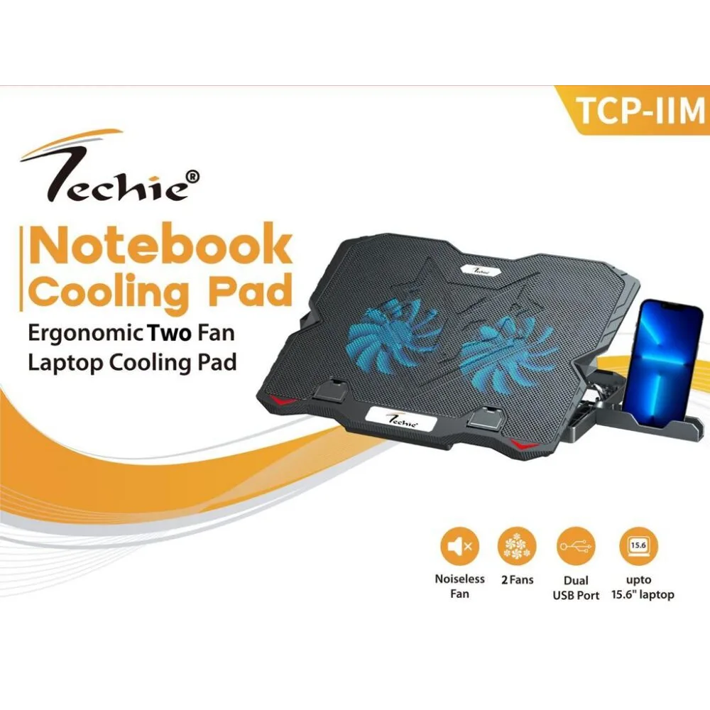 Techie 2 Fan Laptop Cooling Pad With Mobile Stand 2 Techie 2 Fan Laptop Cooling Pad With Mobile Stand - Image 2